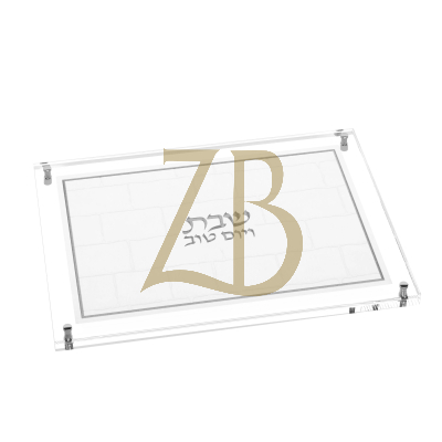 Challah Board with leather insert White/Silver - FELDART