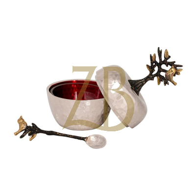 Glass Dip Bowl On Stand With Spoon (honeydish) 3X3