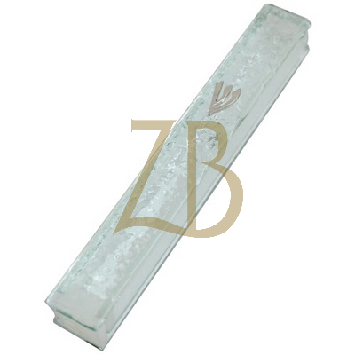 Glass Mezuzah 10 cm "Broken Glass" - Silicon Cork