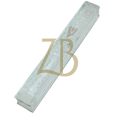 Glass Mezuzah 12 cm "Broken Glass" Silicon Cork