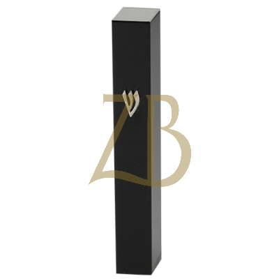 Black Mezuzah 12 cm with Metal Shin