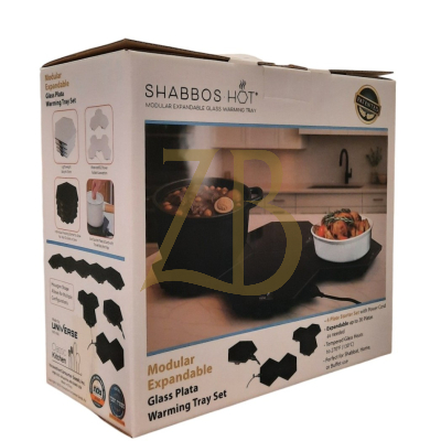 Shabbos-Hot Expandable Glass warming tray 4 platas Black